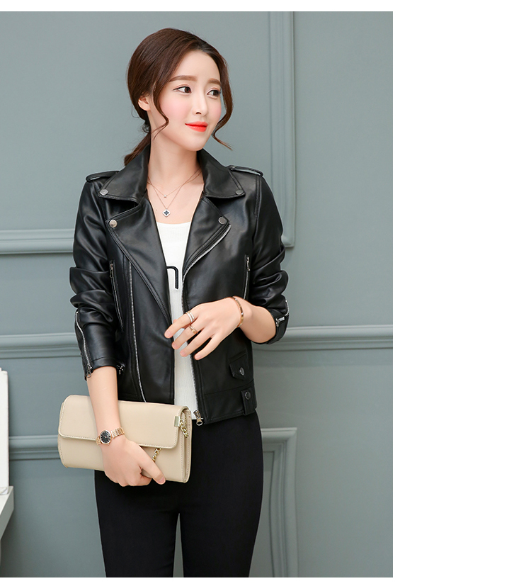 Mùa xuân 2017 thu đông mới pu ngắn nữ da nhỏ Phiên bản Hàn Quốc của chiếc áo khoác tự chế da xe máy áo khoác nữ cỡ lớn thủy triều áo da lót lông cừu