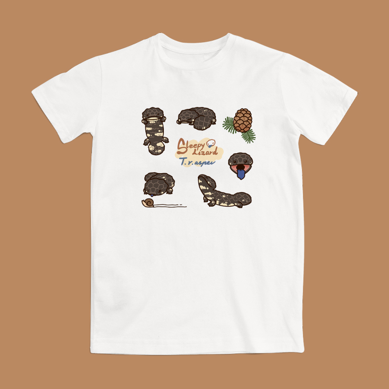 Pinecone Lizard, Gugu Pig Nose & One Line Original Illustration Print Merchandise T-Shirt, Cute Loose-Fit Unisex Short-Sleeve T-Shirt
