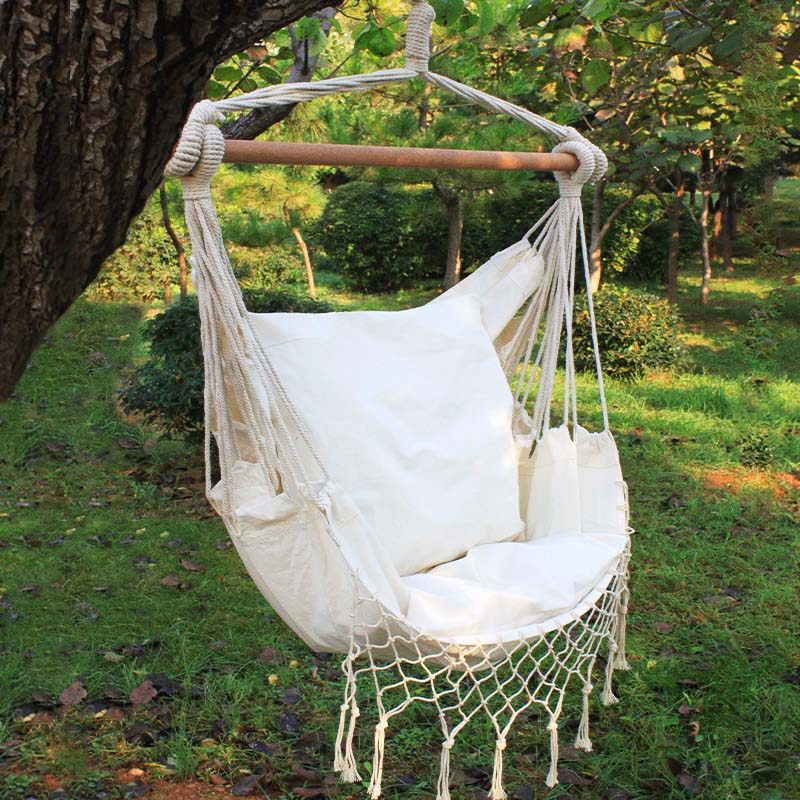 This white canvas hanging chair dormitory dormitory college student bedroom balcony children's swing home indoor outdoor hanging basket