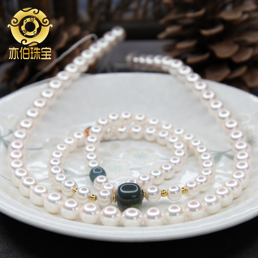 Also Natural Japan AKOYA Seawater Pearl Flower Beads Sky Lady Small Bulb Lock Bone Necklace With Genuine Scientific Research Certificate
