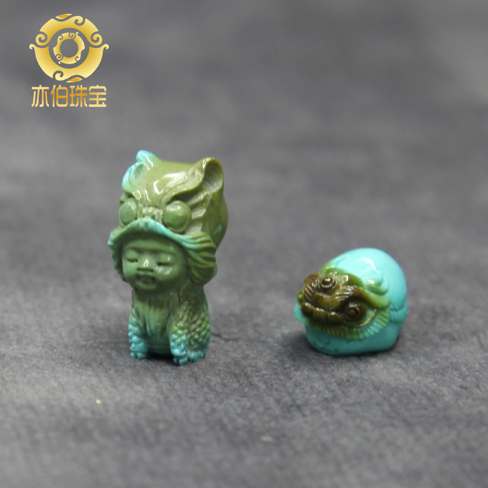 Yibo original turquoise seiko wake lion doll unicorn doll wake lion rabbit bracelet necklace accessory pendant