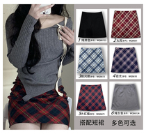 American retro plaid half body dress Hot girl High waist display slim fit Hip Skirt Short Skirt Child Jk Uniform Tide