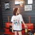 LUSON cha mẹ mùa hè bé cổ tròn tay ngắn in áo thun gia đình ba gia đình nhà mẹ con trai