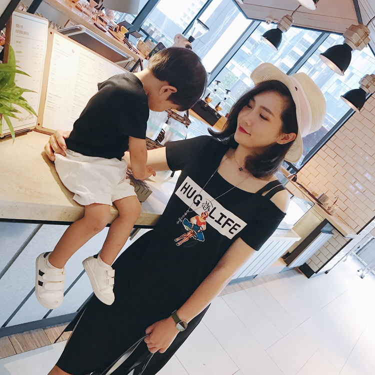 LUSON Mẹ Gia Đình Quần Áo Thời Trang In T-Shirt Mùa Hè Gia Đình Gói Một Gia Đình của Ba Gia Đình Gia Đình Gói