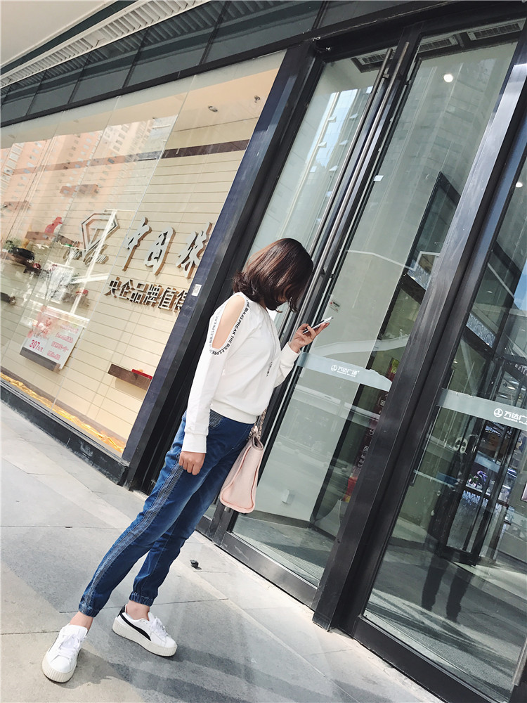 LUSON Mom Quần jeans cha mẹ trẻ em mùa thu một gia đình ba nhà đầy đủ gia đình được trang bị nối quần mẹ và trẻ em denim giản dị quần áo gia đình mùa đông hàn quốc