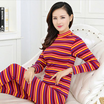 Lady Autumn Clothes Autumn Pants Suit Stripe Middle Aged Mother Lining Pants Plus Hypertrophy Yard Pure Cotton Beating Bottom Warm Underwear