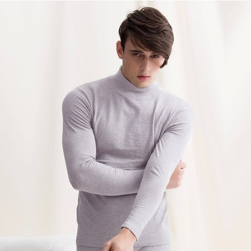 Mens cao cổ nhung t-shirt màu trắng tinh khiết siêu mỏng lót ấm nhung áo khoác mỏng mùa thu với đáy nhung.