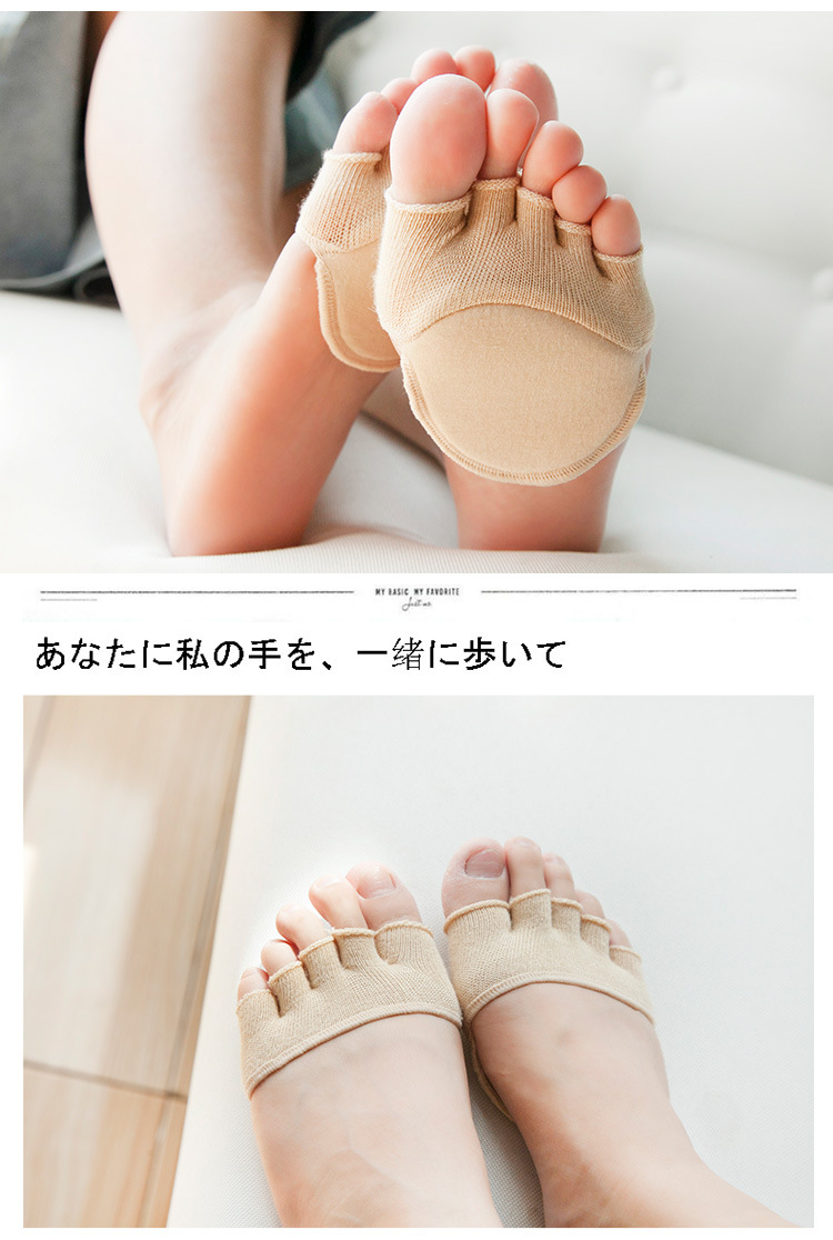 Năm ngón tay vớ nữ mùa hè phần mỏng sợi tre thảm cotton mở toe nửa palm socks set vô hình nửa nửa vớ ngón chân