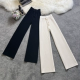 Демисезонные розовые трикотажные штаны для отдыха, высокая талия, оверсайз, свободный прямой крой, увеличенная толщина