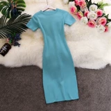 Трикотажное летнее трикотажное платье, юбка, короткий рукав, с рукавом