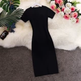 Трикотажное летнее трикотажное платье, юбка, короткий рукав, с рукавом