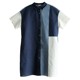 Naturally produced ode to patchwork linen short-sleeved loose large size mid-length slim shirt dress for women summer