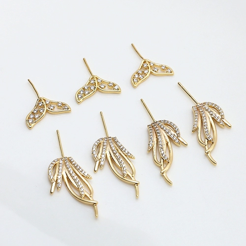 Медные крылышки с золотом, скрепленные золотом, рыбные хвосты Apiao Evil Accessories Diy Micro -Inlaid Dewelry Baroque