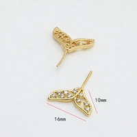 3 #Цирконий полый рыбий хвост, золото, 1 шт.