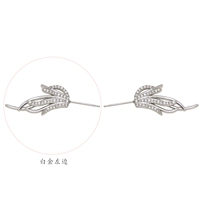 7# крылья из перьев, инкрустированные цирконием, белое золото, левое.