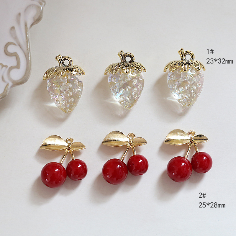 10 PCS/Package 23*32mm 25 * 28mm Arylic Cherry Strawberry Polished Pendant display picture 2