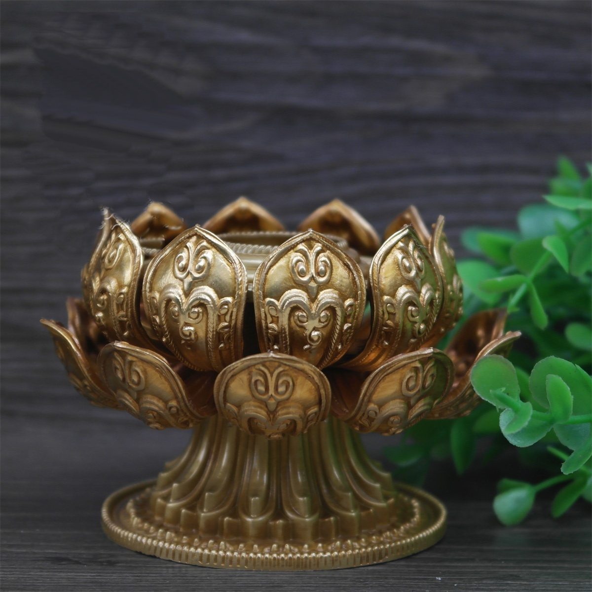 Pure copper prayer wheel hand-cranked lotus base prayer cylinder base lotus base double-layer copper ornaments crafts