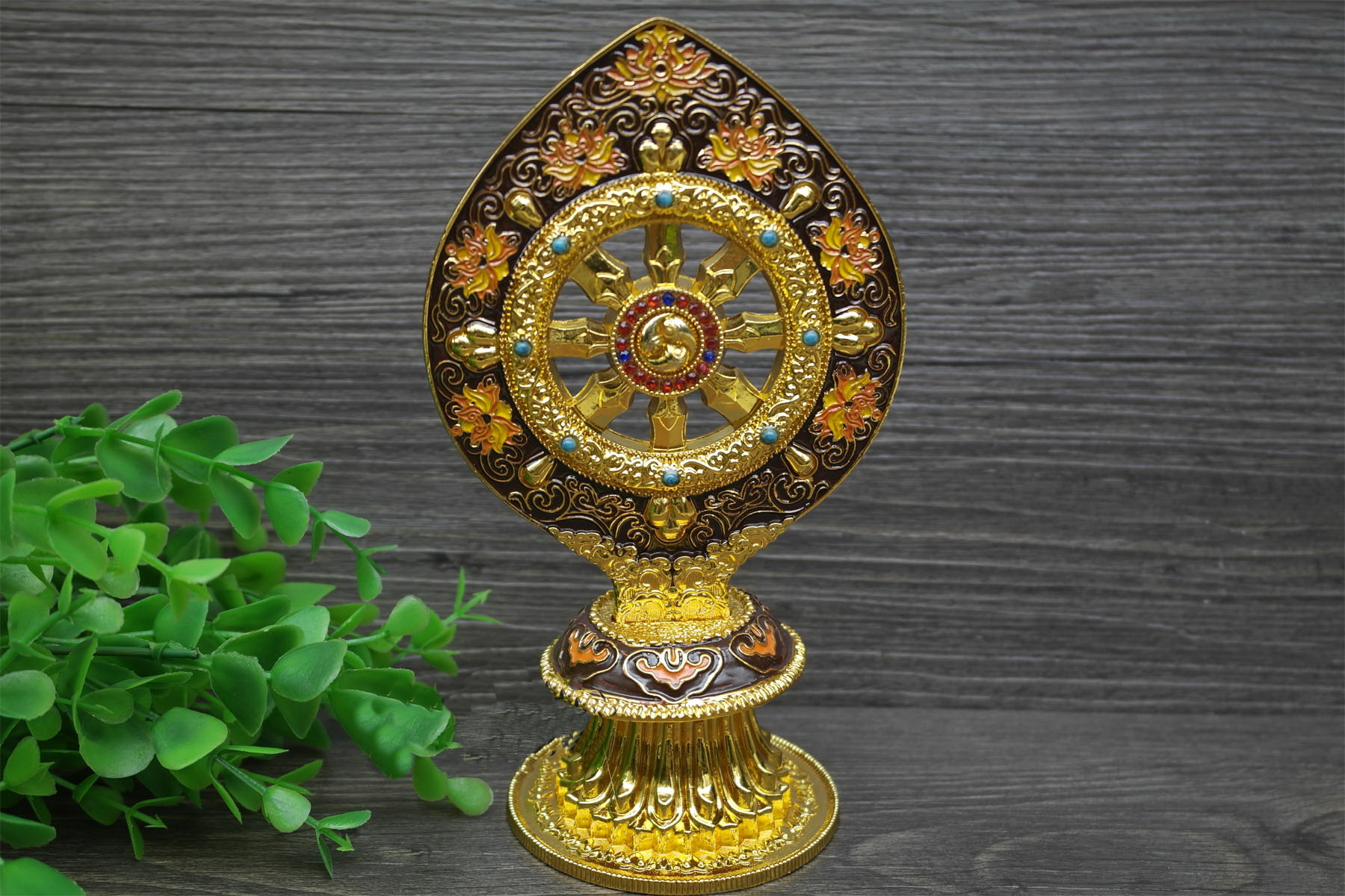 Double-sided alloy gilded painted FALUN high 18cm bronze ornament handicraft