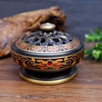 Tibetan offerings of incense Tibetan exquisite pure copper enamel pan incense stove incense burner large size