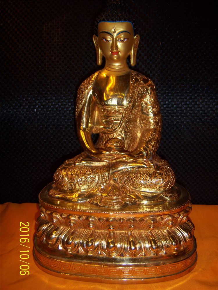 Tibetan Buddhist Buddha statue Nepal craftsmanship pure copper clay gold face All-in-the-night gold Amitaba Buddha 36 cm