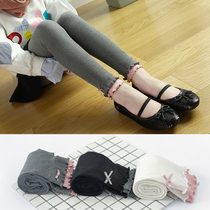 Childrens cotton leggings girls spring and autumn thin ankle-length pants baby wearing knitted cotton pants