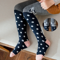 Girls pantyhose Spring and Autumn Cotton Splice Knitted Juxian Socks Small and Large Children Cartoon Thin Leggings