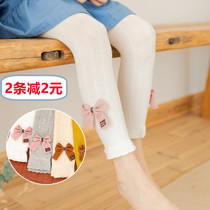 Spring and Autumn Girls White Cotton Leggings Medium Thick Wear Baby Pantyhose Big PP Children ankle-length pants Foreign Tide