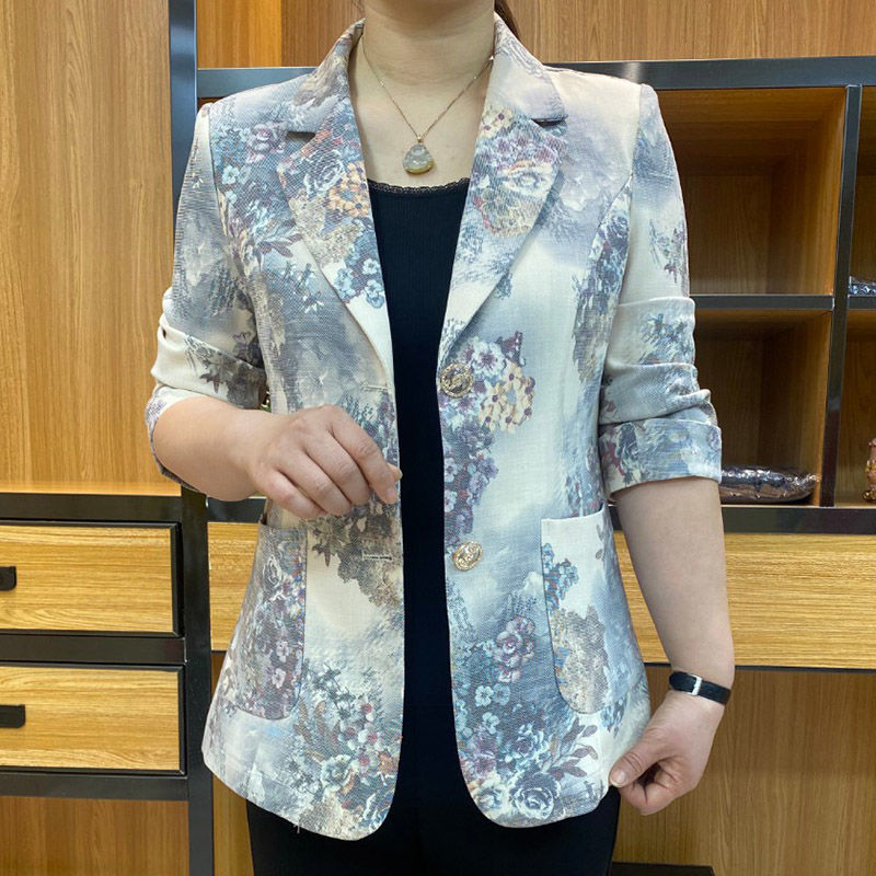 Spring and Summer New Style British Fashion Elegant Ink Painting Blazer, Stylish and Versatile High-End Suit, Plus Size Women's Clothing