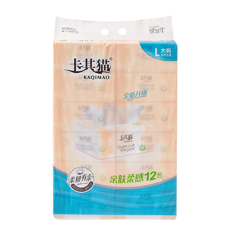 卡其猫柔感系列抽纸460张（12包）