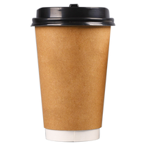 Thickened Kraft paper cup hollow disposable cup coffee cup soymilk cup milk tea cup packing Cup with lid 500
