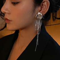 BOONEE ◆ Atmospheric elegant texture texture Phalaenopsis temperament flowers long tassel silver pin earrings earrings female