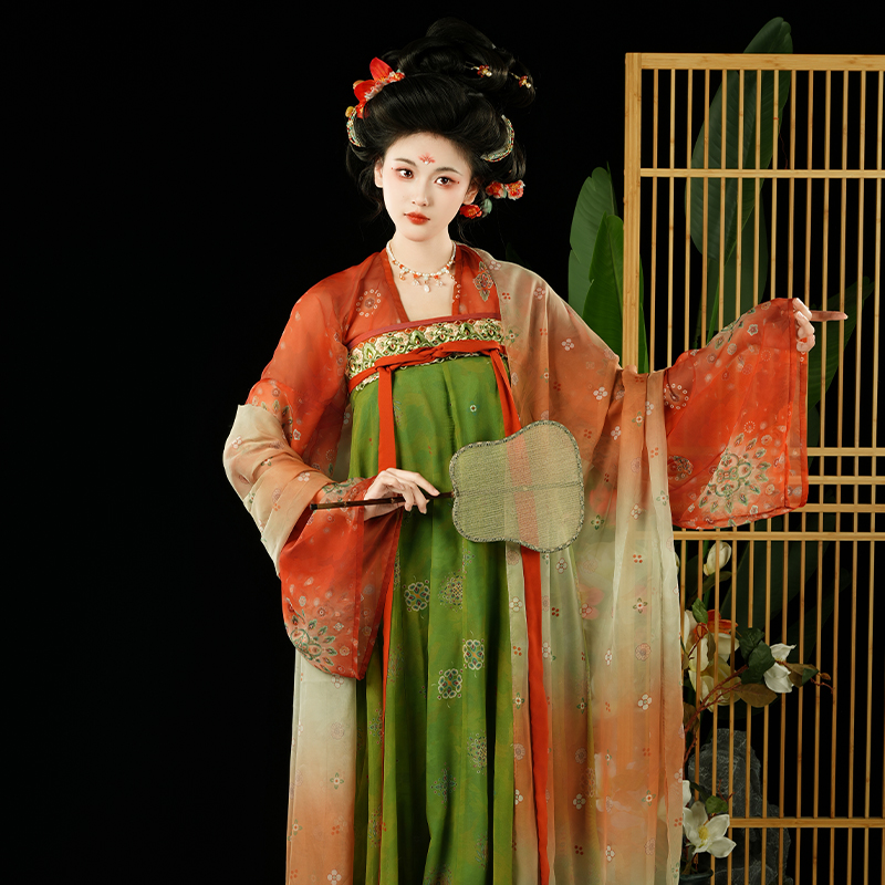 山池[ニチャン]漢服唐システム敦煌復元スリム胸大袖スカートトップシャツ破れスカート春と夏の日常