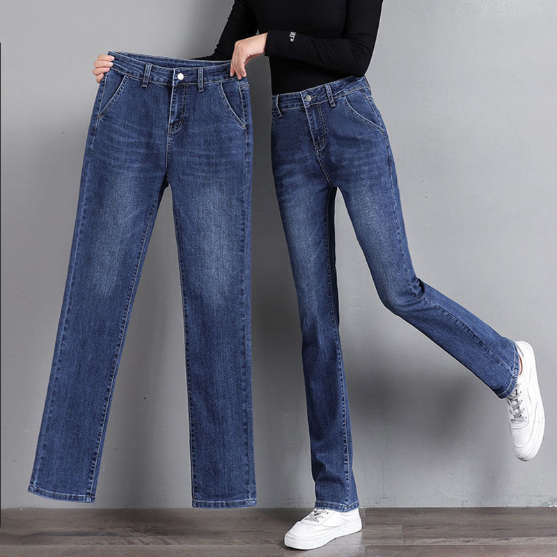 Straight-Leg Pants for Women, Spring and Autumn, Slim Fit, Stretchy Denim Pants, 2026 New Style, High-Waisted, Drapey, Loose, Slimming Cigarette Pants