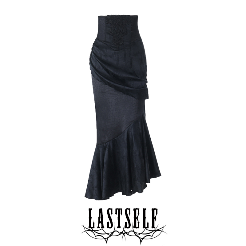 Lastself Medieval Retro Fishtail Skirt, High-Waisted, Slimming, Elegant, Hip-Hugging Mid-Length Skirt Lastself Medieval Retro Fishtail Skirt, High-Waisted, Slimming, Elegant, Hip-Hugging Mid-Length Skirt