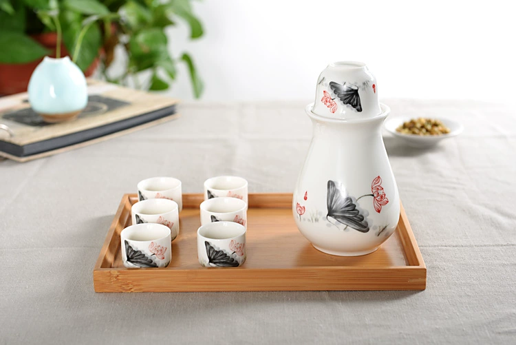 Rượu vang nóng bình rượu đặt gốm ấm rượu bình ly rượu nóng ấm hông bình vàng rượu vang ấm rượu vang trắng
