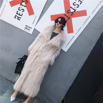 2021 new goddess lapel temperament wind imported fox hair raccoon hair braided fur coat female medium-long section