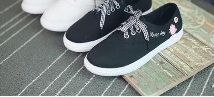 Giày vải đế bằng mùa hè nữ sinh viên phiên bản Hàn Quốc của Harajuku ulzzang hoang dã vẽ tay đơn đôi giày nữ màu trắng giày giầy trẻ em nữ
