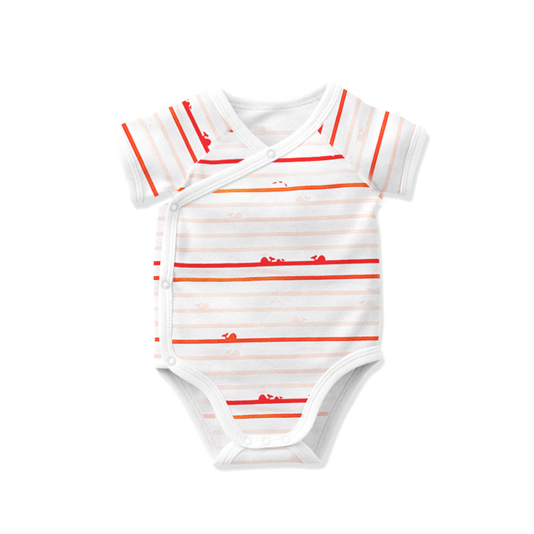 TATABEBE sơ sinh cotton ngắn tay bên mở mảnh tam giác túi rắm quần áo nhà sư quần áo romper quần áo - Áo liền quần quần áo trẻ sơ sinh cao cấp