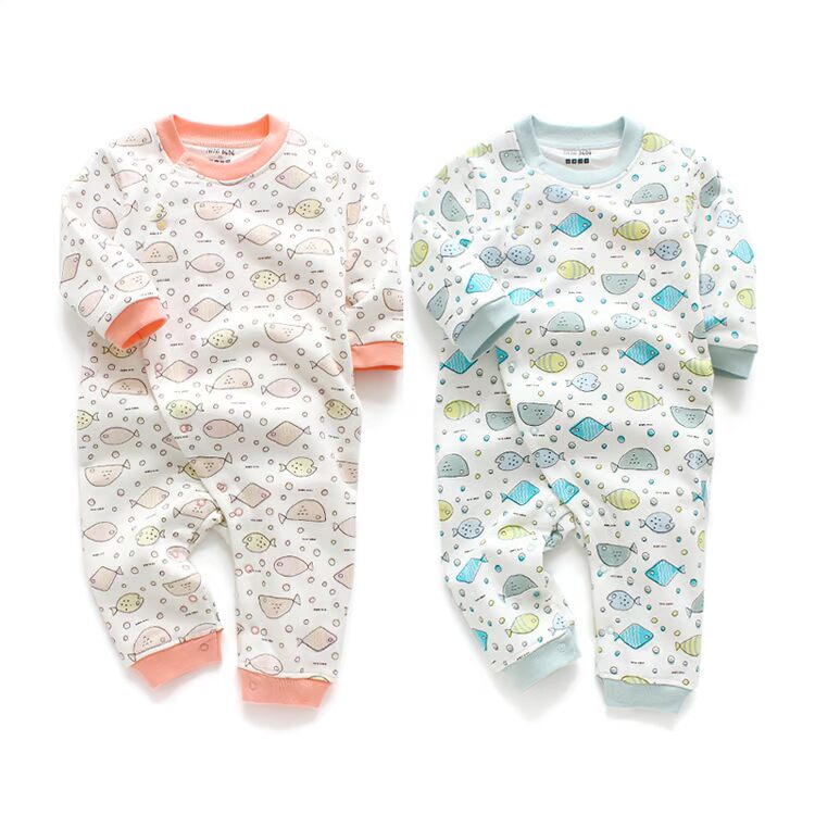 TATABEBE mùa thu đông cộng với nhung bé dài tay cotton chải romper trang phục sơ sinh một bộ đồ lót bộ đồ liền quần hình thú bé trai