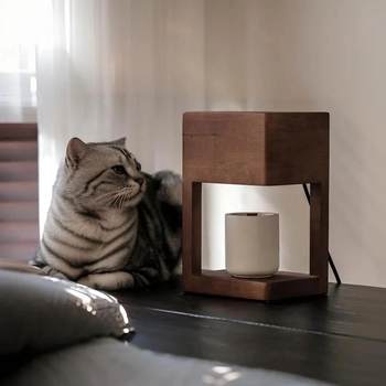 Walnut Wood Flameless Aromatherapy Candle Warmer Lamp, Timed Bedside Table Lamp, Wax Melting Lamp, Ambient Light, Night Light