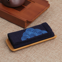 Embroidered cotton linen tea towel Japanese fabric thickened absorbent tea cloth Jie Fang Towel rag Zen Kung Fu tea set