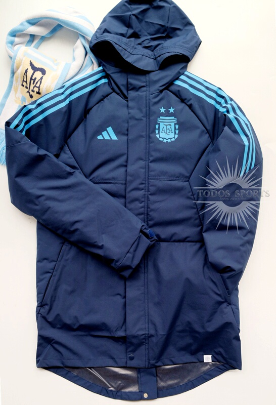 Argentina 2022 World Cup Winter Warm Mid-Length Cotton Coat Hooded Parka with Advertising Hf3912