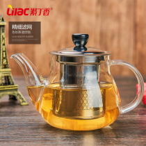 Lilac explosion-proof heat-resistant glass cooking teapot power tea black tea black tea with stainless steel filter tea cup Home kettle