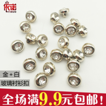 Glass Rhinestone Drilling button Mens shirt Shirt Shirt Shirt Open Jersey Button Glass Crystal Buckle