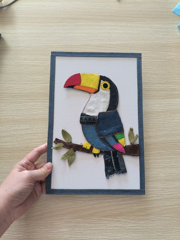 Original A4 Fabric Art Finished Product Denim Handmade Fabric Art Collection Handmade DIY Gift Project Patchwork Painting
