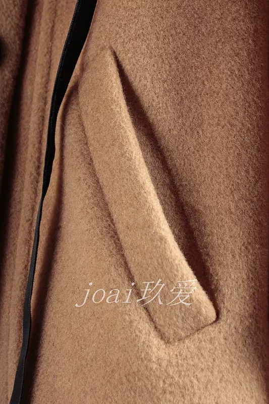 Jiuai joai quần áo của phụ nữ mùa thu gấu trúc lông sử dụng cổ áo đôi áo ngực dài áo khoác len MZQ123 - Áo khoác dài