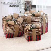 Christmas Decorations Gift Boxes Iron Art Three Sets Christmas Tree Scenes Placement Heaps of Luminous Gift Boxes