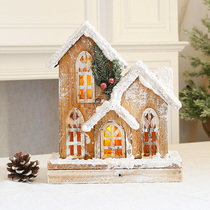 Christmas Decorations Luminous Chalet Wooden Houses Wood House Snowhouse Hotel Mall Shop Windows Christmas Scene Decorative Items