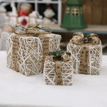 Christmas Cloth Vines Iron Art Adornment Outdoor Gift Box Long Round Square Pendulum with Decorative Props Heaps