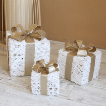 Christmas Gift Box Gift Box Gift Packet Luminous Iron Art Christmas Tree Festival Adornment Shop Window Scene Outdoor Pendulum